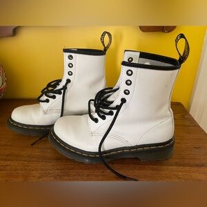 Dr. Martens White and Black Lace-Up Boots